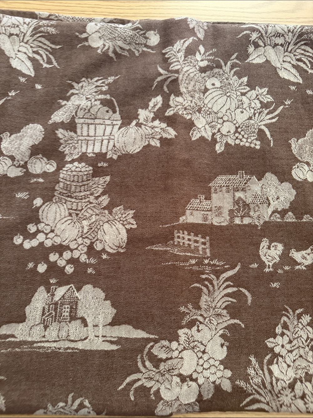 Vintage Classic Cream Harvest Toile Tablecloth -perfect for Thanksgiving 78x56